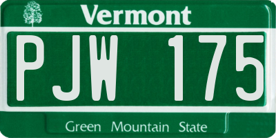 VT license plate PJW175