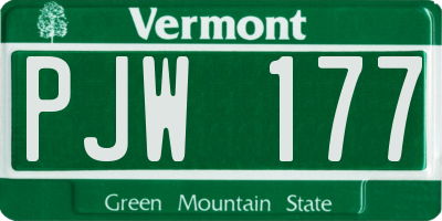 VT license plate PJW177