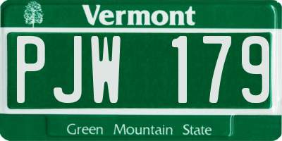 VT license plate PJW179