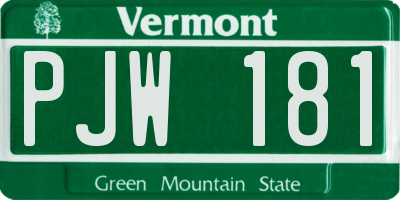 VT license plate PJW181