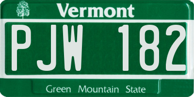VT license plate PJW182