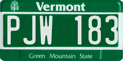 VT license plate PJW183