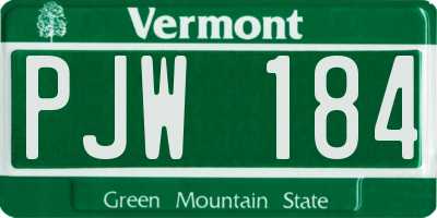 VT license plate PJW184