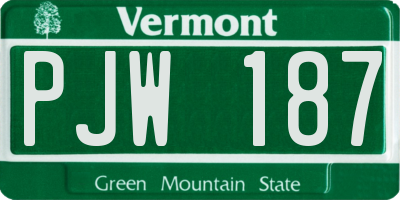 VT license plate PJW187