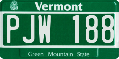 VT license plate PJW188