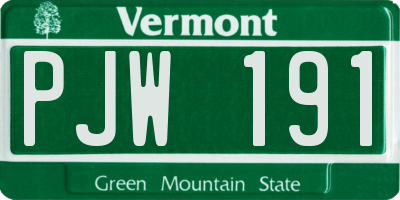 VT license plate PJW191
