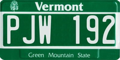 VT license plate PJW192