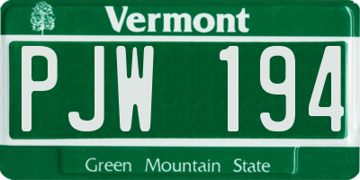 VT license plate PJW194