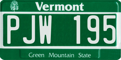 VT license plate PJW195