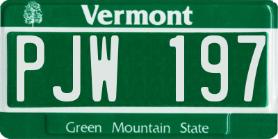 VT license plate PJW197