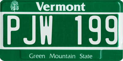 VT license plate PJW199