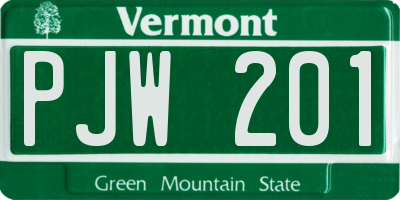 VT license plate PJW201