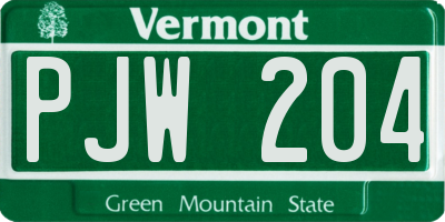 VT license plate PJW204
