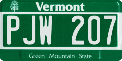 VT license plate PJW207