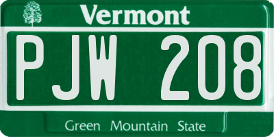VT license plate PJW208