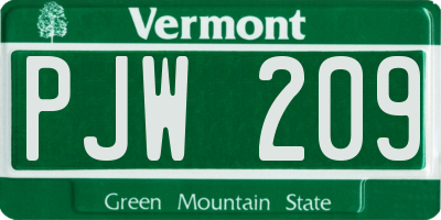 VT license plate PJW209