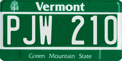 VT license plate PJW210