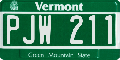 VT license plate PJW211