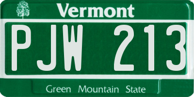 VT license plate PJW213