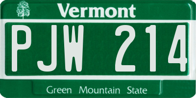 VT license plate PJW214