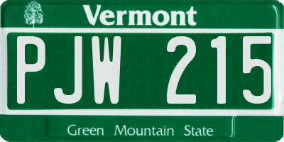 VT license plate PJW215