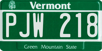 VT license plate PJW218