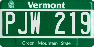 VT license plate PJW219