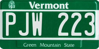 VT license plate PJW223