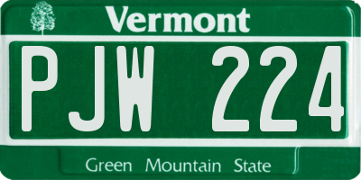 VT license plate PJW224