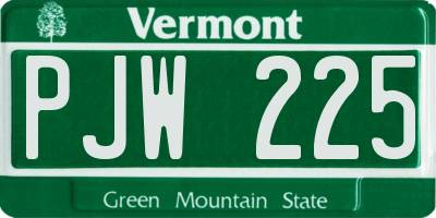 VT license plate PJW225