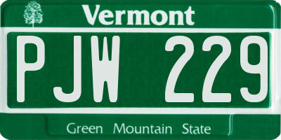 VT license plate PJW229