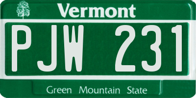 VT license plate PJW231