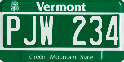 VT license plate PJW234