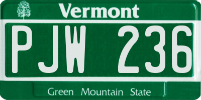 VT license plate PJW236