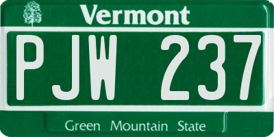 VT license plate PJW237