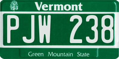 VT license plate PJW238