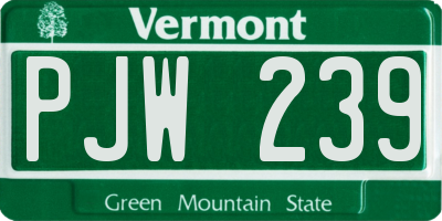 VT license plate PJW239