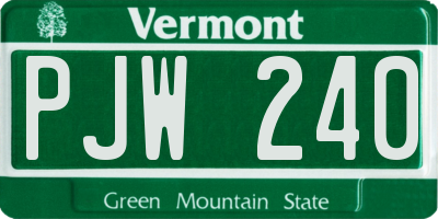 VT license plate PJW240