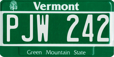 VT license plate PJW242