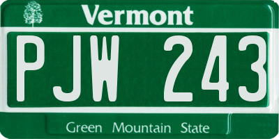 VT license plate PJW243