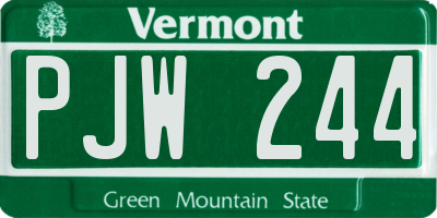 VT license plate PJW244