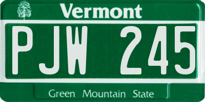 VT license plate PJW245