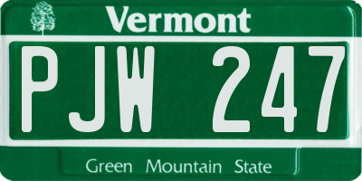 VT license plate PJW247