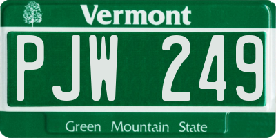 VT license plate PJW249
