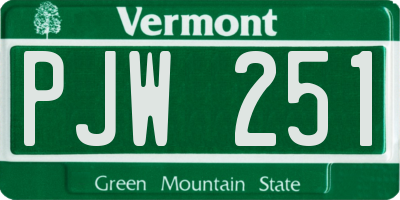 VT license plate PJW251
