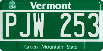VT license plate PJW253