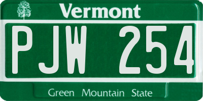 VT license plate PJW254