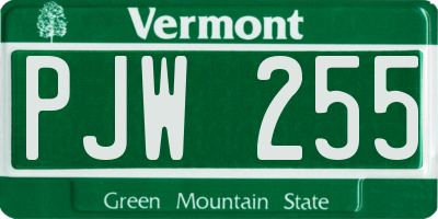 VT license plate PJW255