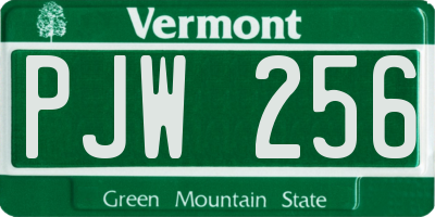VT license plate PJW256