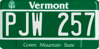 VT license plate PJW257